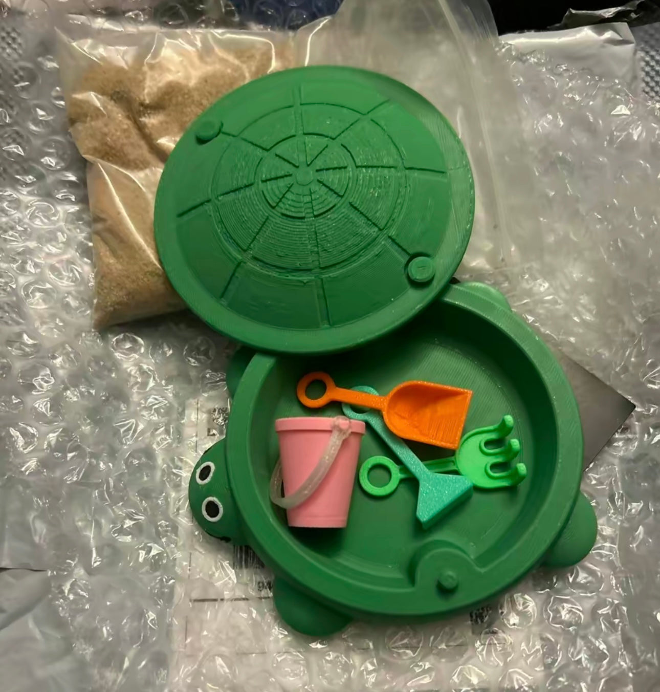 Turtle Sandbox with Lid, Tools and Sand